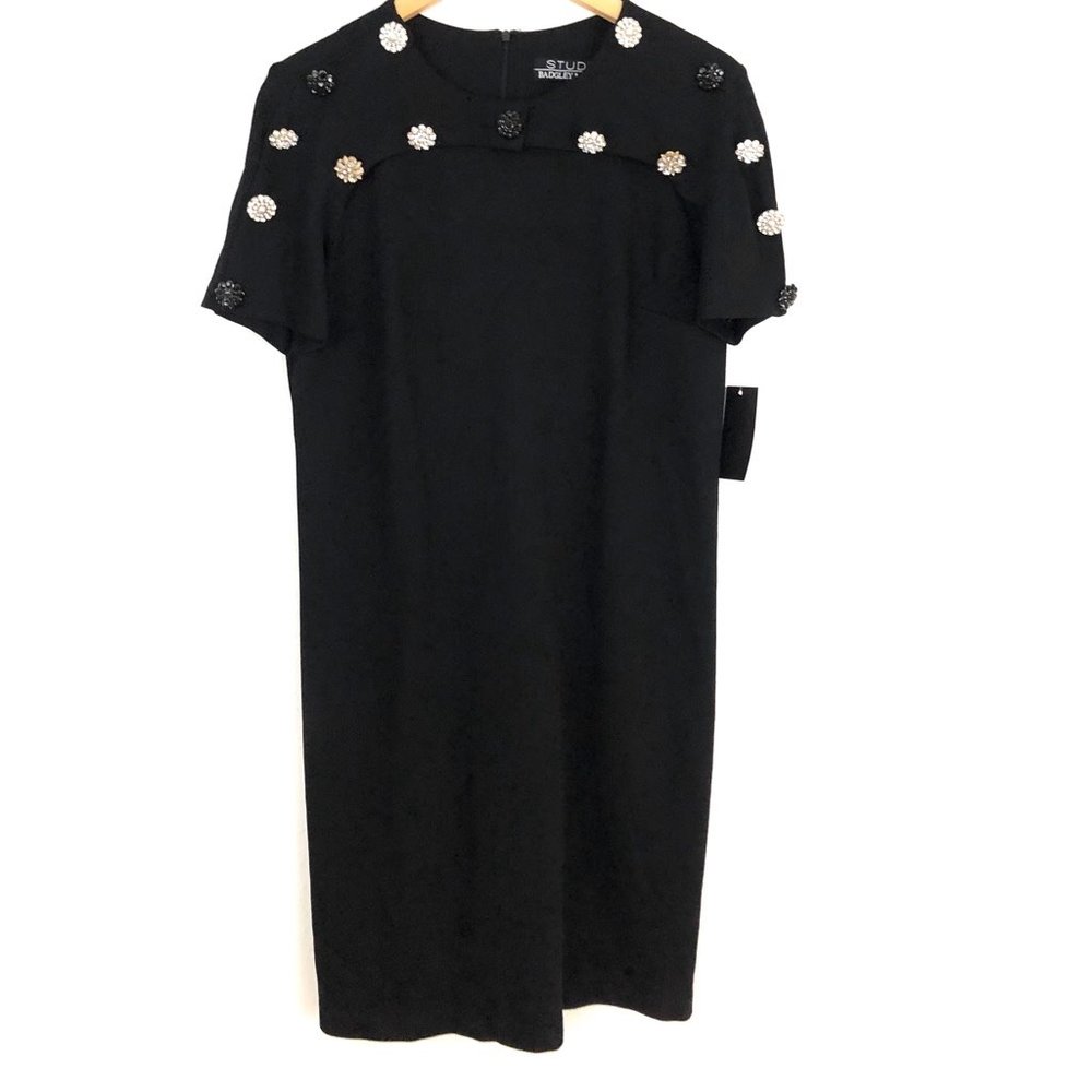 Badgley Mischka Black Dress with Silver Accents